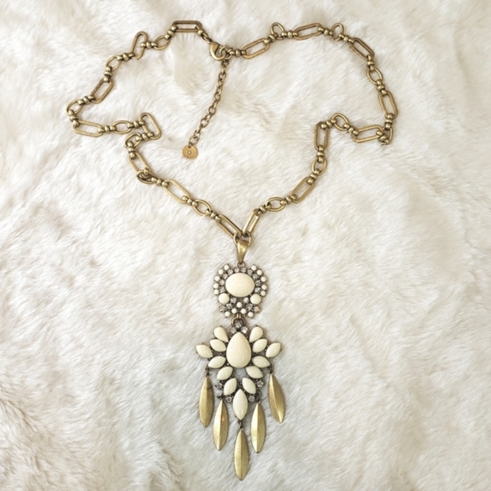 STELLA & DOT Long Bohemian Statement Fringe Pendant Necklace